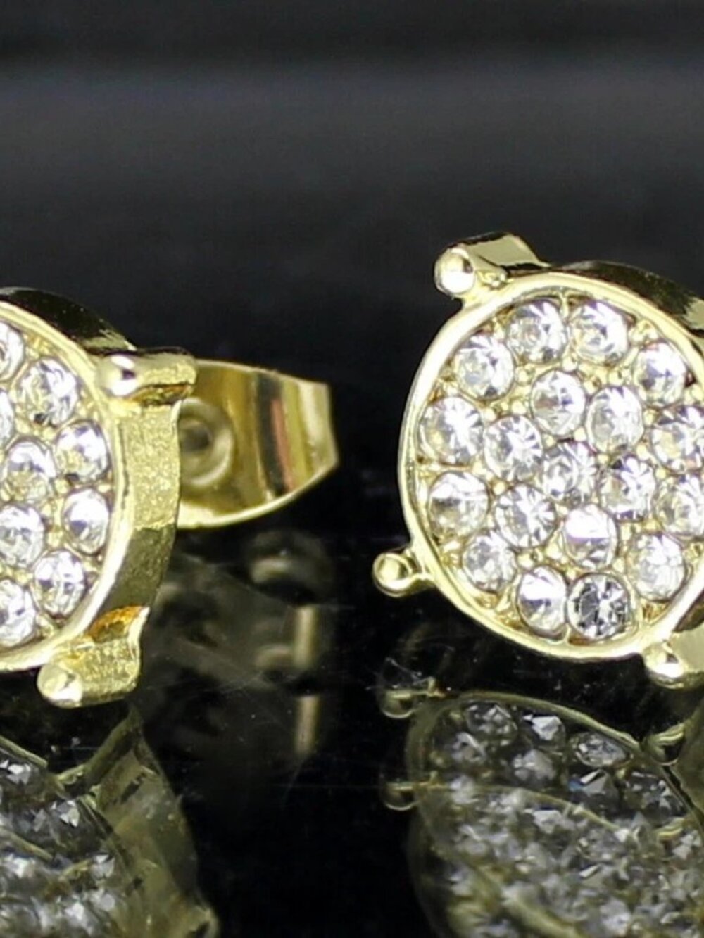 14K Plated Round CZ Stud Earrings – 9mm Pair